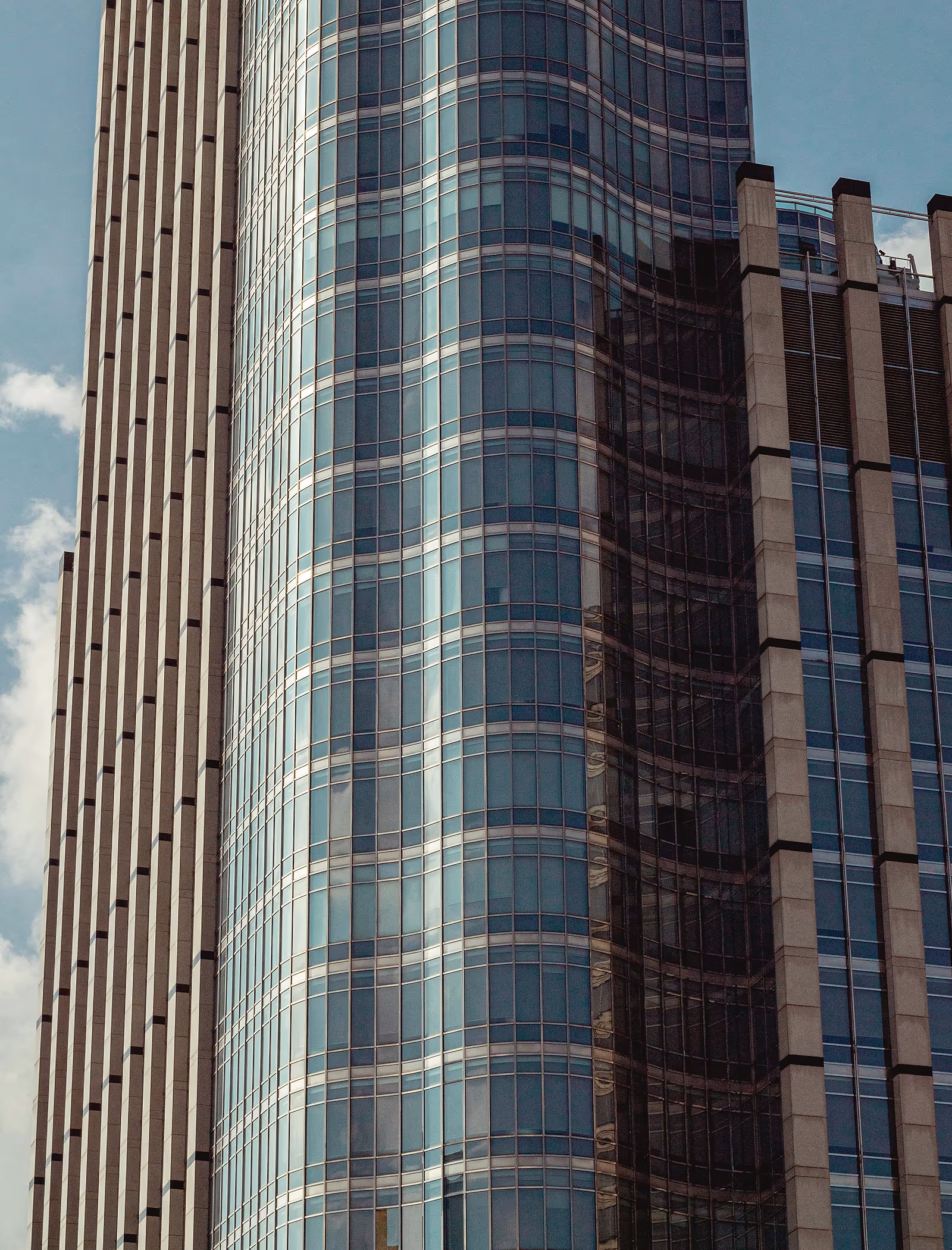 Contemporary structural frame for a commercial building with strong geometry and clean spans.